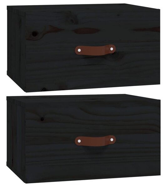 2 db fekete falra szerelhető éjjeliszekrény 40 x 29,5 x 22 cm