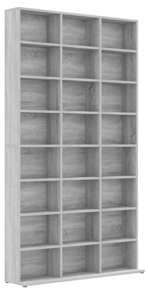 Szürke sonoma színű szerelt fa CD-szekrény 102 x 23 x 177,5 cm