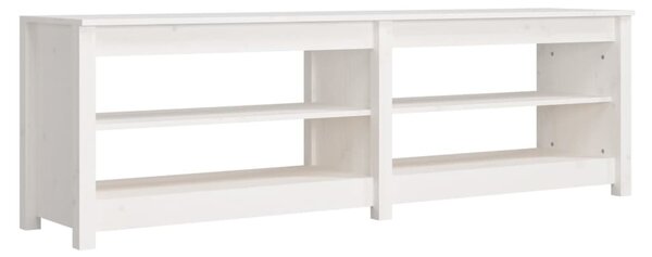 Fehér tömör fenyőfa cipőtároló pad 160x36,5x50 cm