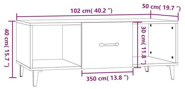 Fekete szerelt fa dohányzóasztal 102 x 50 x 40 cm