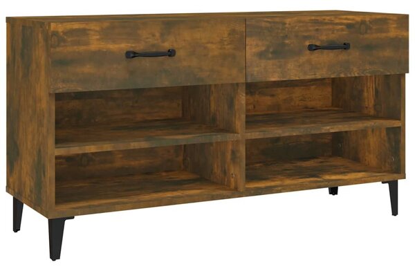 Füstös tölgyszínű szerelt fa cipősszekrény 102 x 35 x 55 cm