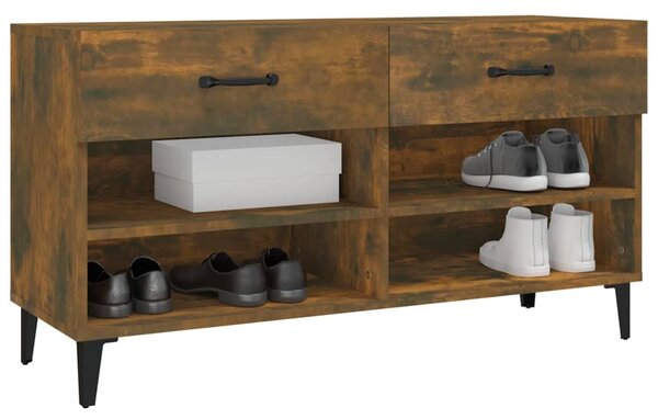 Füstös tölgyszínű szerelt fa cipősszekrény 102 x 35 x 55 cm