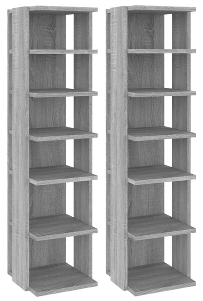 2 db szürke sonoma színű szerelt fa cipőtartó 27,5x27x102 cm
