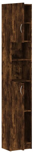 Füstös tölgy színű szerelt fa fürdőszobaszekrény 32x25,5x190 cm