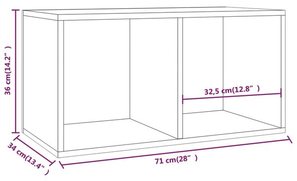 Fekete szerelt fa lemeztároló doboz 71 x 34 x 36 cm