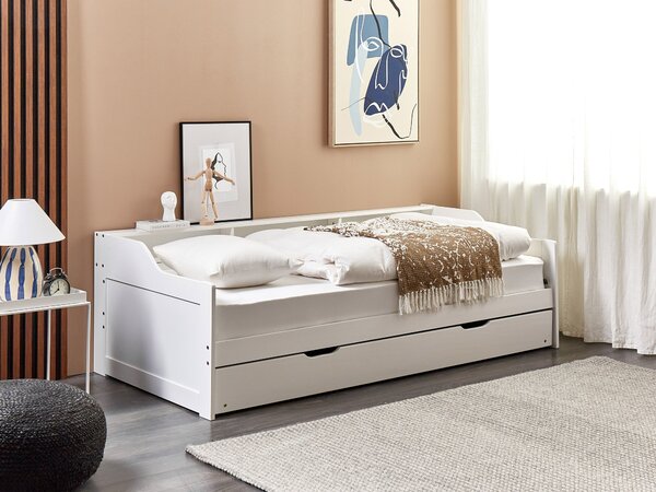 Kihúzható heverő Fenyő EDERN 90 x 200 cm Fehér