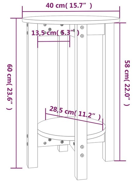 Fekete tömör fenyőfa dohányzóasztal Ø 40 x 60 cm