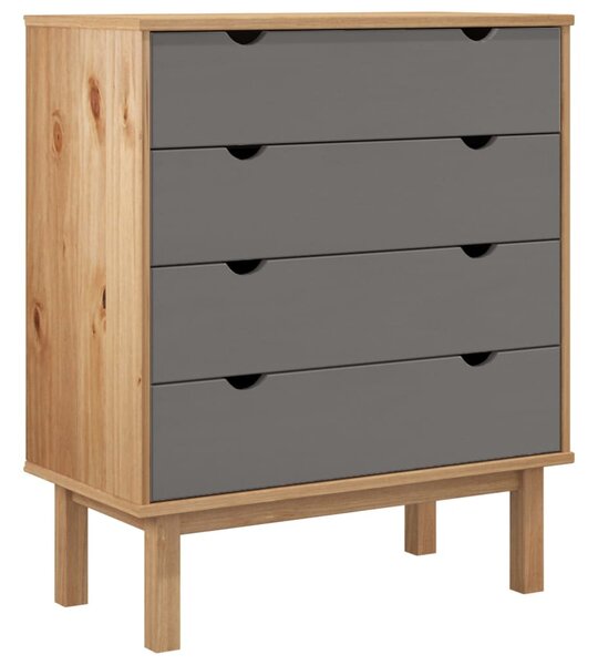 OTTA barna-szürke tömör fenyőfa éjjeliszekrény 76,5x39,5x90 cm