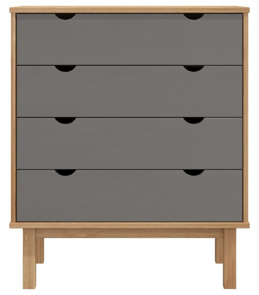 OTTA barna-szürke tömör fenyőfa éjjeliszekrény 76,5x39,5x90 cm