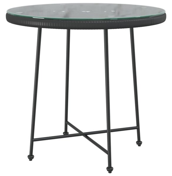 Fekete edzett üveg és acél étkezőasztal Ø80 cm