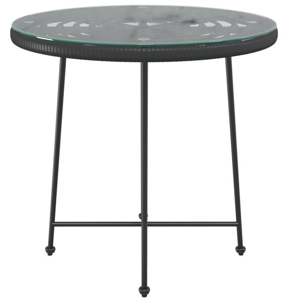 Fekete edzett üveg és acél étkezőasztal Ø80 cm