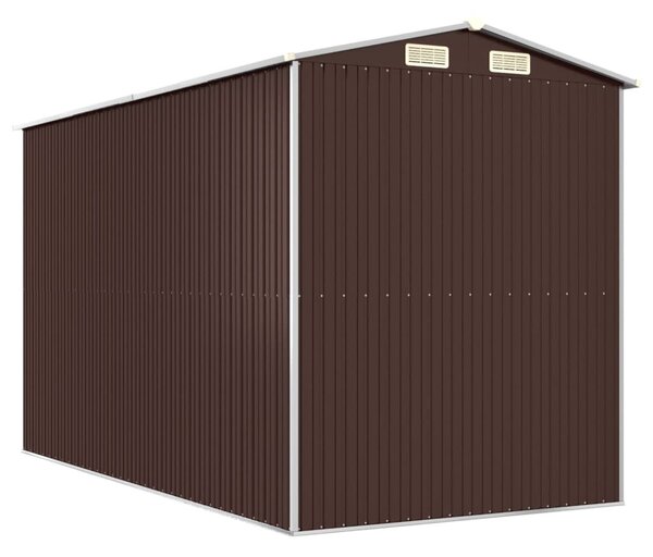 Sötétbarna horganyzott acél kerti fészer 192 x 357 x 223 cm