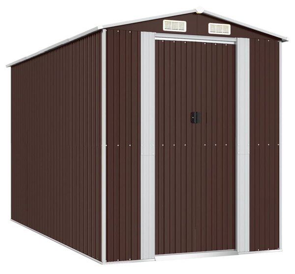Sötétbarna horganyzott acél kerti fészer 192 x 357 x 223 cm