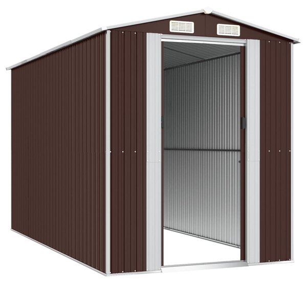 Sötétbarna horganyzott acél kerti fészer 192 x 357 x 223 cm