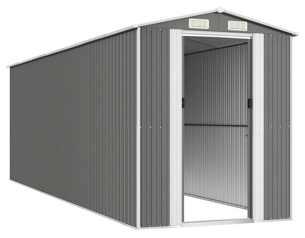 Világosszürke horganyzott acél kerti fészer 192 x 606 x 223 cm