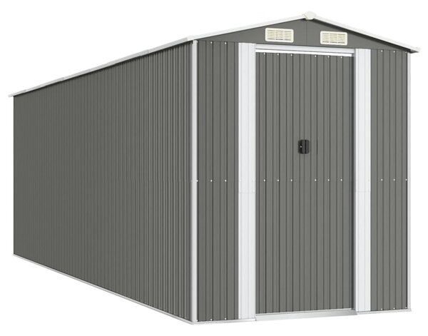 Világosszürke horganyzott acél kerti fészer 192 x 606 x 223 cm