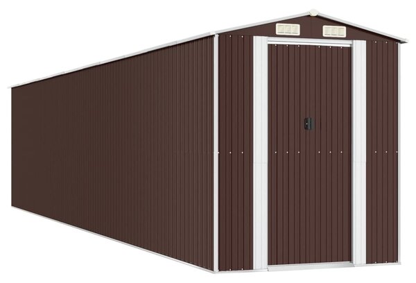 Sötétbarna horganyzott acél kerti fészer 192 x 938 x 223 cm
