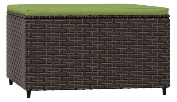 2 db barna polyrattan kerti lábtartó párnával
