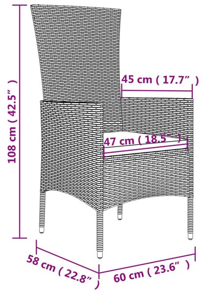 4 db bézs polyrattan kerti szék párnával