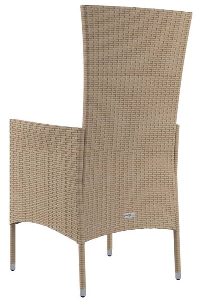 4 db bézs polyrattan kerti szék párnával