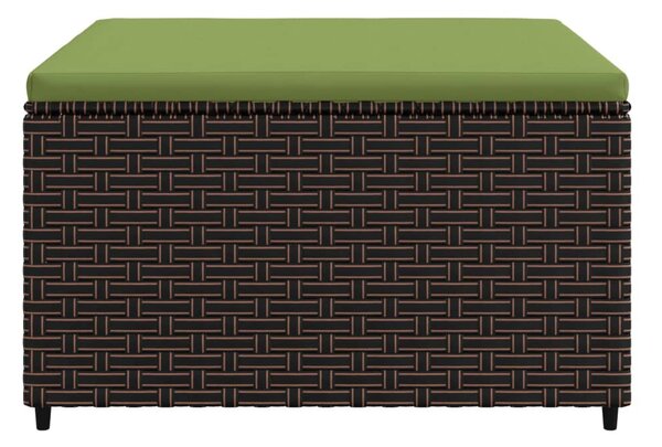 2 db barna polyrattan kerti lábtartó párnával