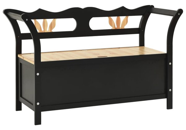 Fekete tömör fenyőfa pad 107 x 45 x 75,5 cm