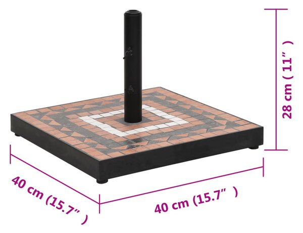 Terrakotta és fehér négyzet alakú napernyő talp 12 kg