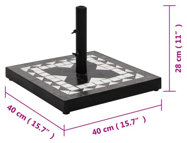 Fekete és fehér négyzet alakú napernyő talp 12 kg