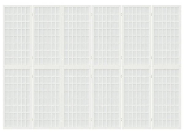 6-paneles fehér japán stílusú összecsukható paraván 240x170 cm