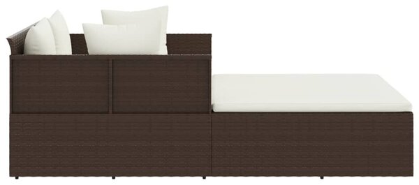 Barna polyrattan napozóágy párnával 182 x 118 x 63 cm