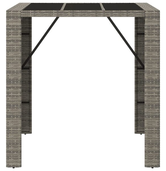 Szürke polyrattan üveglapos kerti asztal 105 x 80 x 110 cm
