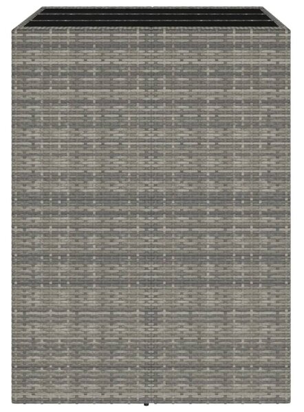 Szürke polyrattan üveglapos kerti asztal 105 x 80 x 110 cm
