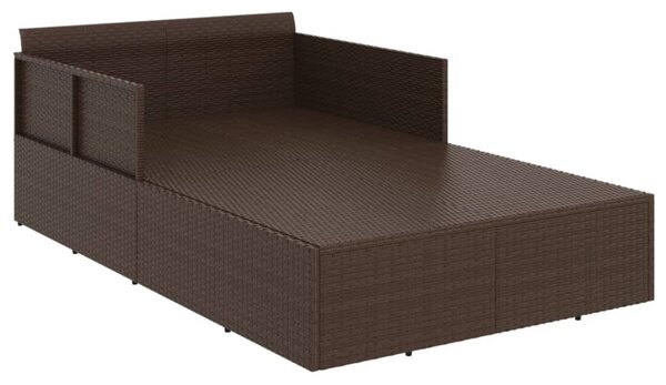 Barna polyrattan napozóágy párnával 182 x 118 x 63 cm