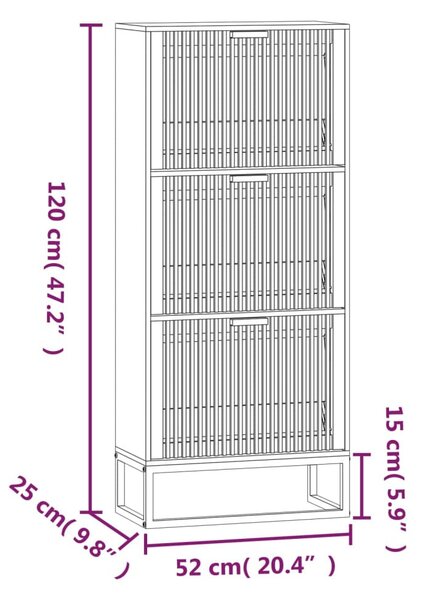 Szerelt fa cipőszekrény 52 x 25 x 120 cm