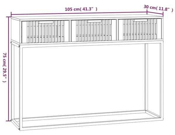 Fekete szerelt fa és vas tálalóasztal 105x30x75 cm