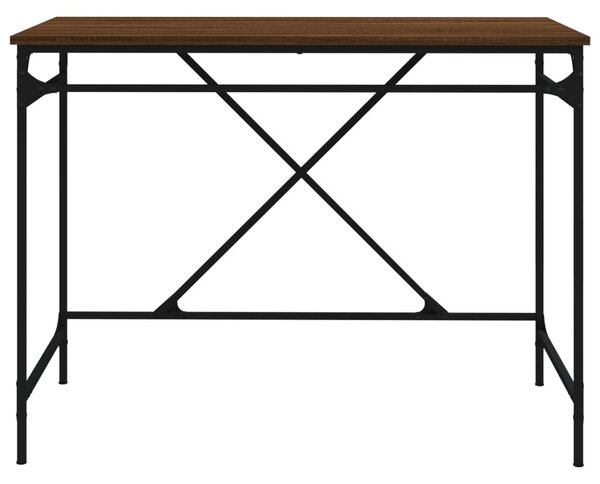 Barna tölgyszínű szerelt fa és vas íróasztal 100x50x75 cm