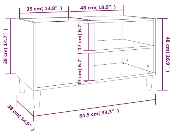 Füstös tölgy színű szerelt fa hanglemezszekrény 84,5x38x48 cm