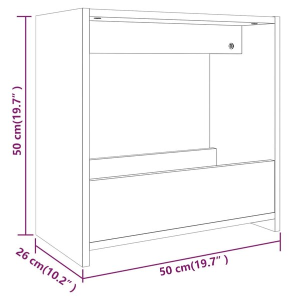 Szürke sonoma színű szerelt fa kisasztal 50 x 26 x 50 cm