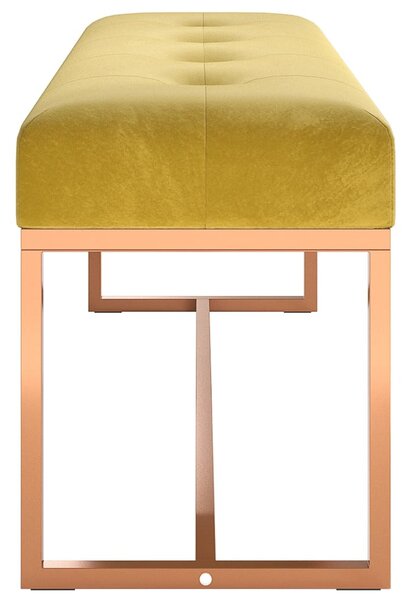 VidaXL mustársárga bársony pad 110 x 36 x 45 cm