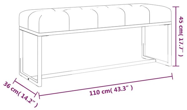 VidaXL mustársárga bársony pad 110 x 36 x 45 cm