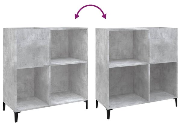 Betonszürke szerelt fa hanglemezszekrény 84,5 x 38 x 89 cm