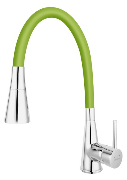 Ferro Zumba II. króm konyhai mosogató csaptelep kétfunkciós elasztikus zöld kifolyócsővel