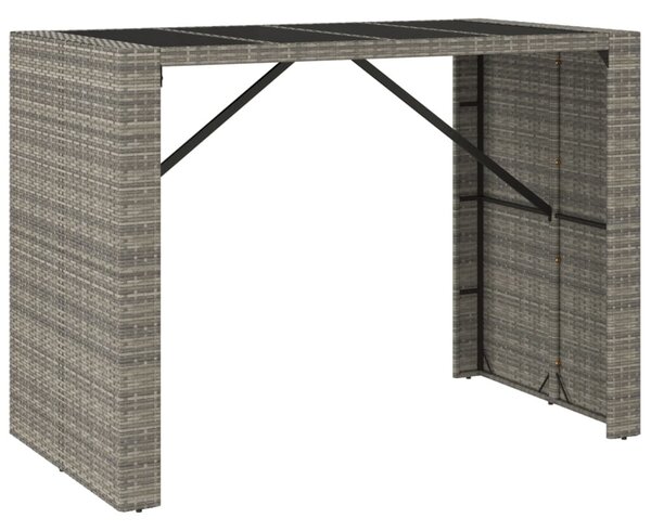 Szürke polyrattan üveglapos kerti asztal 145 x 80 x 110 cm
