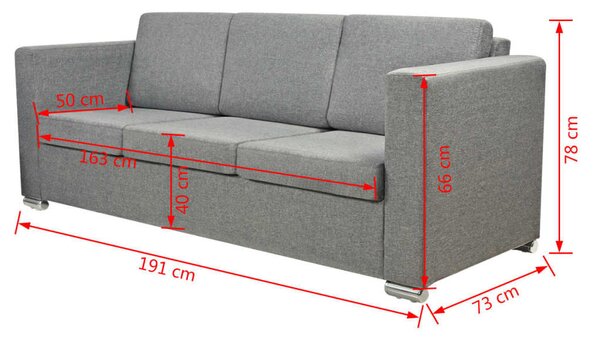 3 személyes világosszürke szövet kanapé