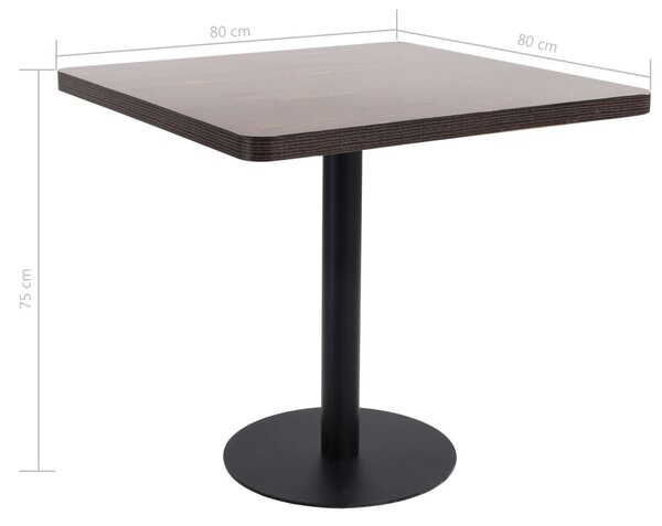 Sötétbarna MDF bisztróasztal 80 x 80 cm