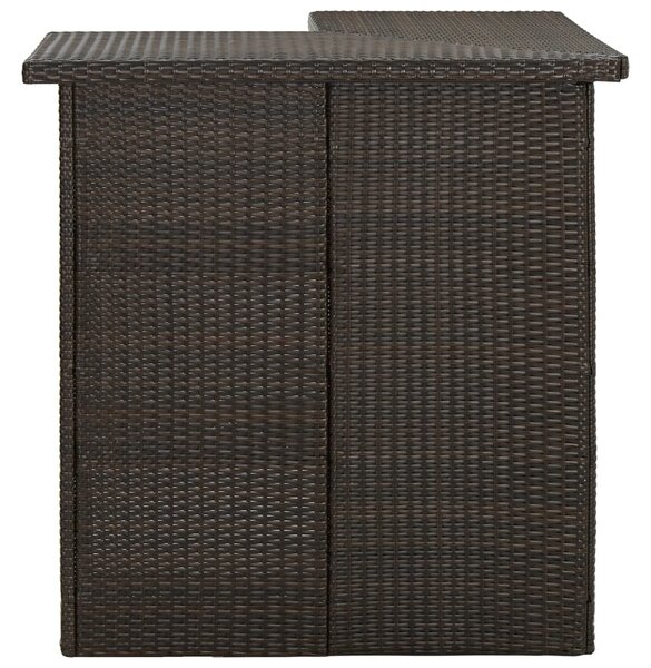 Barna polyrattan sarok bárasztal 100 x 50 x 105 cm