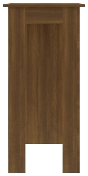 Barna tölgy színű szerelt fa bárasztal polccal 102x50x103,5 cm