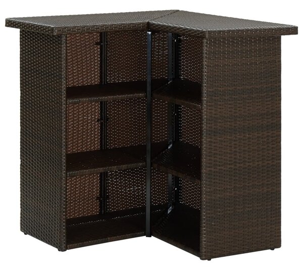 Barna polyrattan sarok bárasztal 100 x 50 x 105 cm