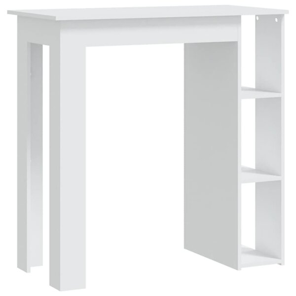 Fehér szerelt fa bárasztal polccal 102 x 50 x 103,5 cm