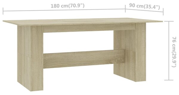 Sonoma tölgy színű szerelt fa étkezőasztal 180 x 90 x 76 cm